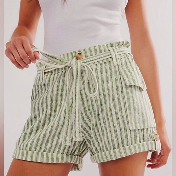 NWOT Free People One Harriet Striped Shorts | XSmall | Green - Picture 1 of 10